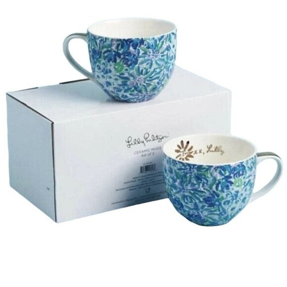 Set of 2 Lilly Pulitzer Ceramic Coffee Mugs #2475 - Picture 1 of 2